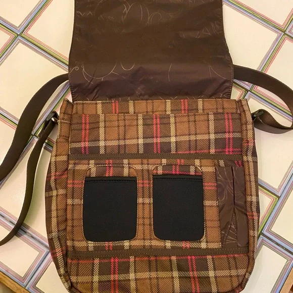 Merrell Womens Plaid Lightweight Pockets Strap Wool Shoulder Crossbody Bag NWOT - Picture 2 of 4